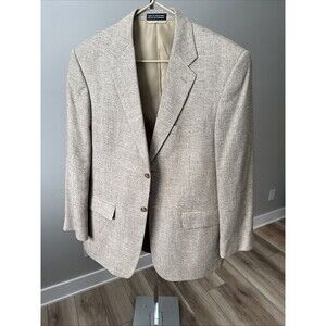 Mens Blazer 40R Tan Silk Tweed Towncraft Sport Coat Jacket Business Casual Light